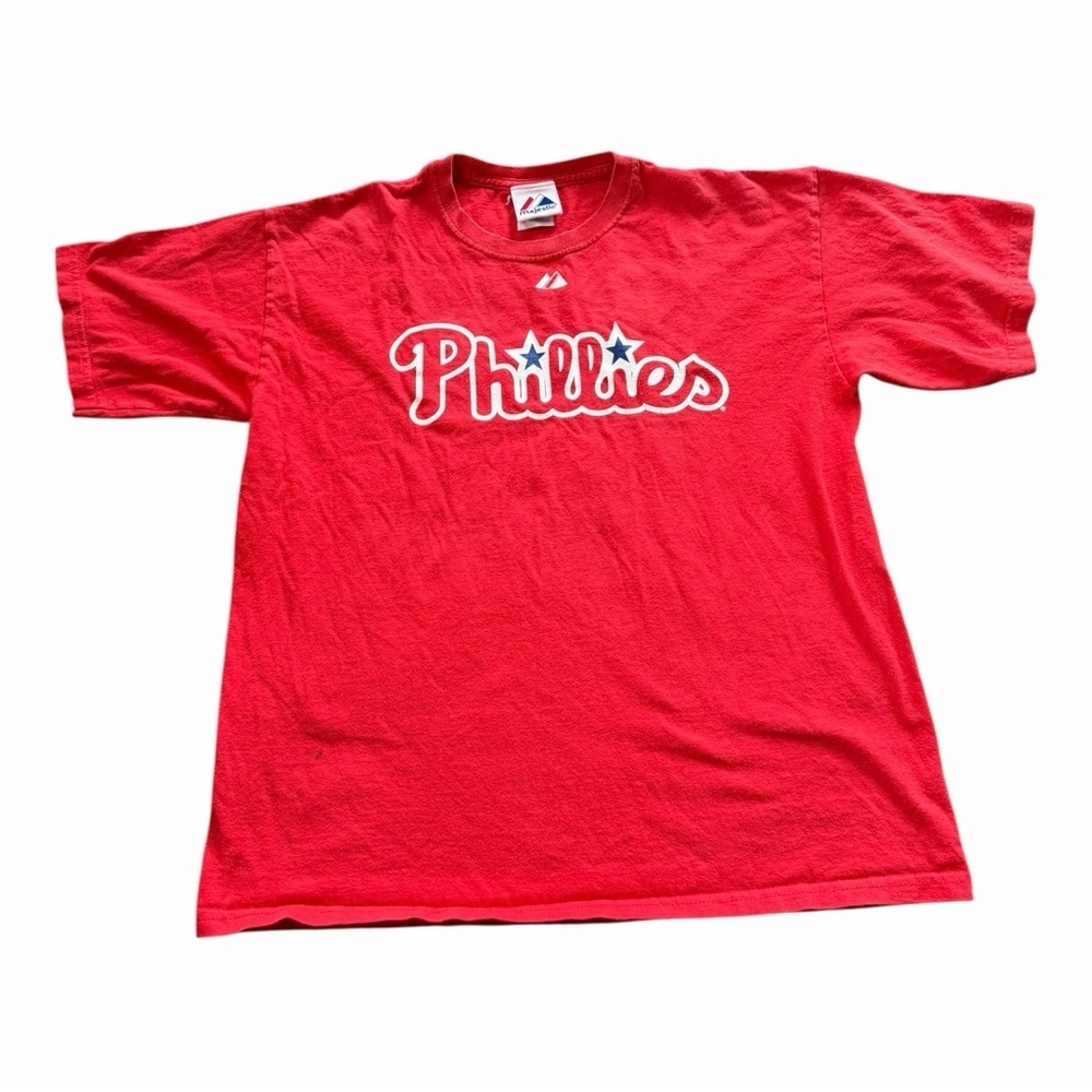 Red Phillies Roy Halladay T Shirt Kids Size XL Short Sleeves MLB Tee